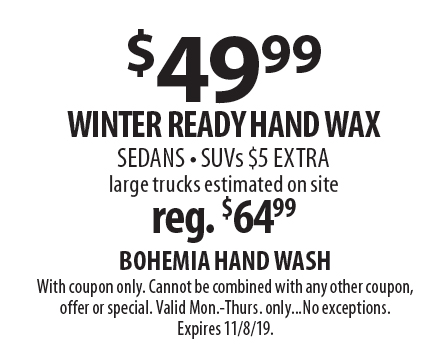 25% Off Car Wash Package #2 or #3 at Bohemia Hand Wash